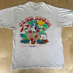 Spuds Mackenzie shirt Vtg 1986 Club Spuds 80s Bud Light “The Original Party Animal” Tshirt Soft Beer SZ Med/ Large Tee