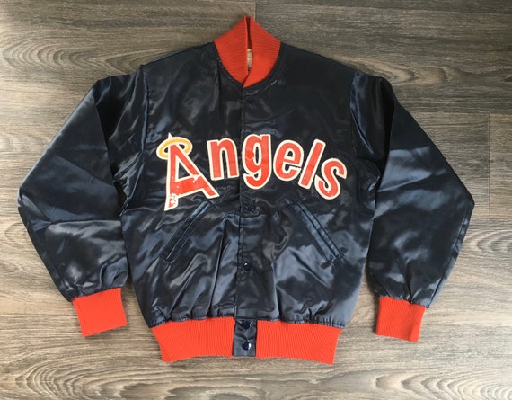 LA Angels Satin Jacket 80's Vintage Shiny Sewn Pa… - image 1