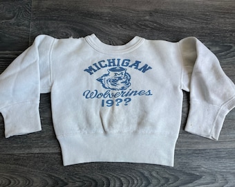 Michigan Wolverines Sweatshirt 50s vintage Infant Baby Toddler youth size 19?? Graduate Cotton water print size 0-1 months