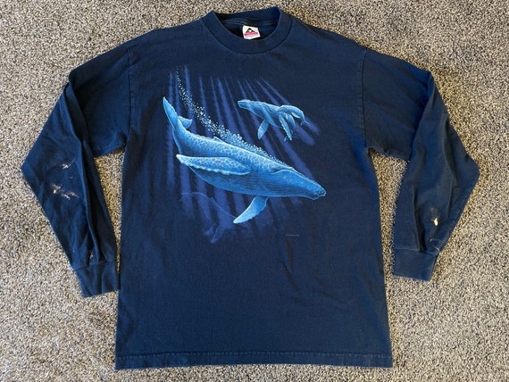 Humback Whale Shirt 90s Vintage Long Sleeve Tshir… - image 1