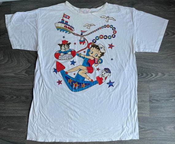 BETTY BOOP Tshirt 90s Vintage Sailor Girl Night G… - image 1