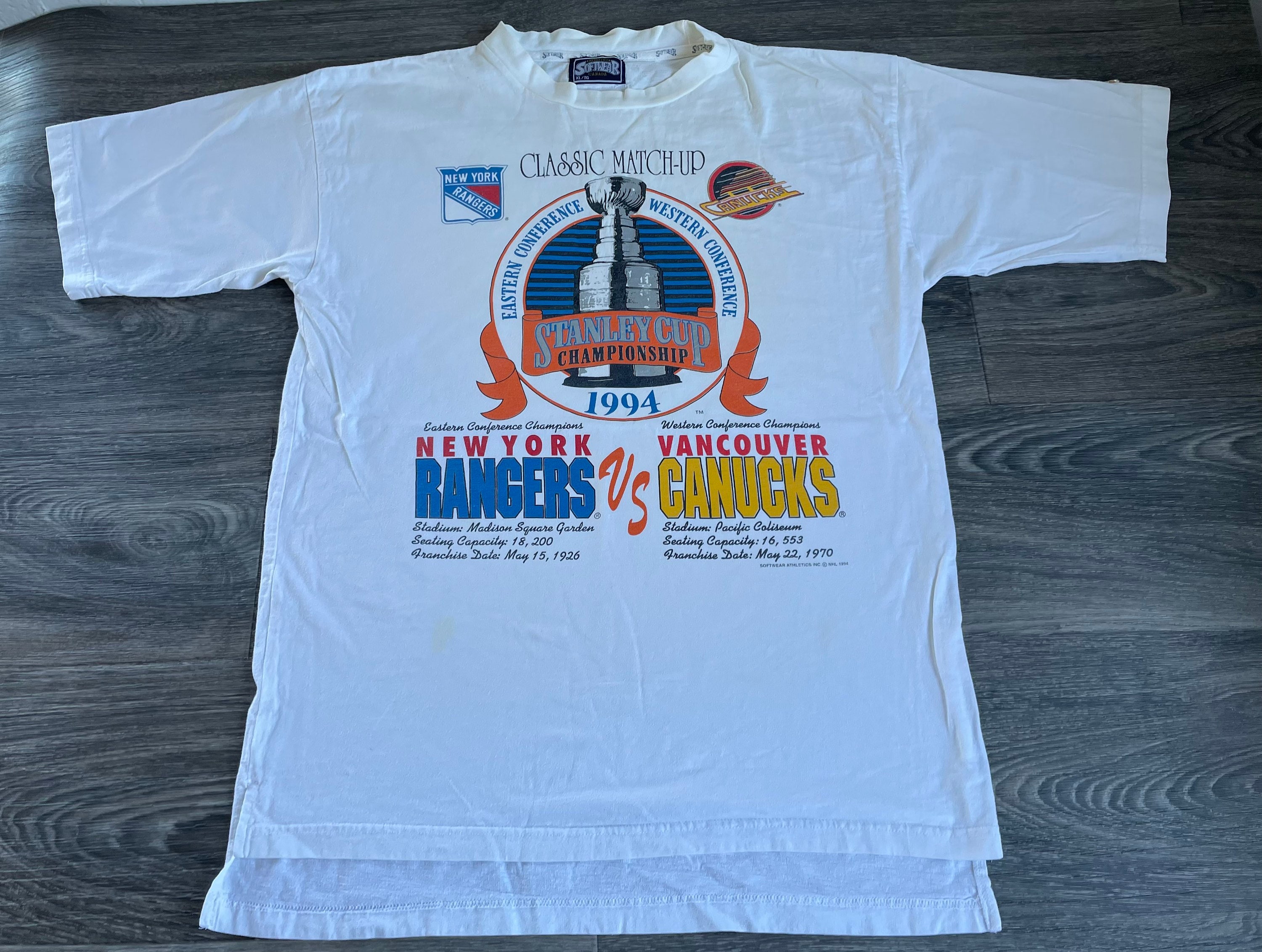 Vintage New York Rangers Stanley Cup Champs 1994 Hockey T 