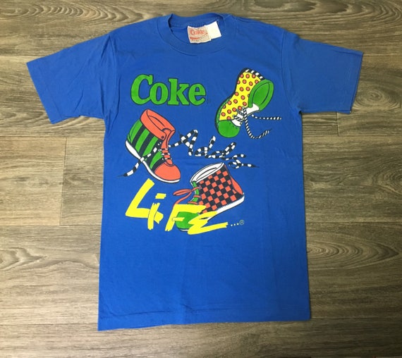 Coke Life Tshirt 1987 80s Vintage Coca Cola Official Wearables Shirt  Sneakers Soda Pop 50/50 VTG Iconic Promo Advertisement Tee 