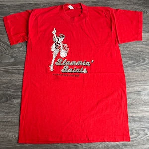 St Martin&#39;s Saints Shirt 80&#39;s University College Basketball Slammin&#39; Saints Tee Logo 7 Single stitch USA Made S/M