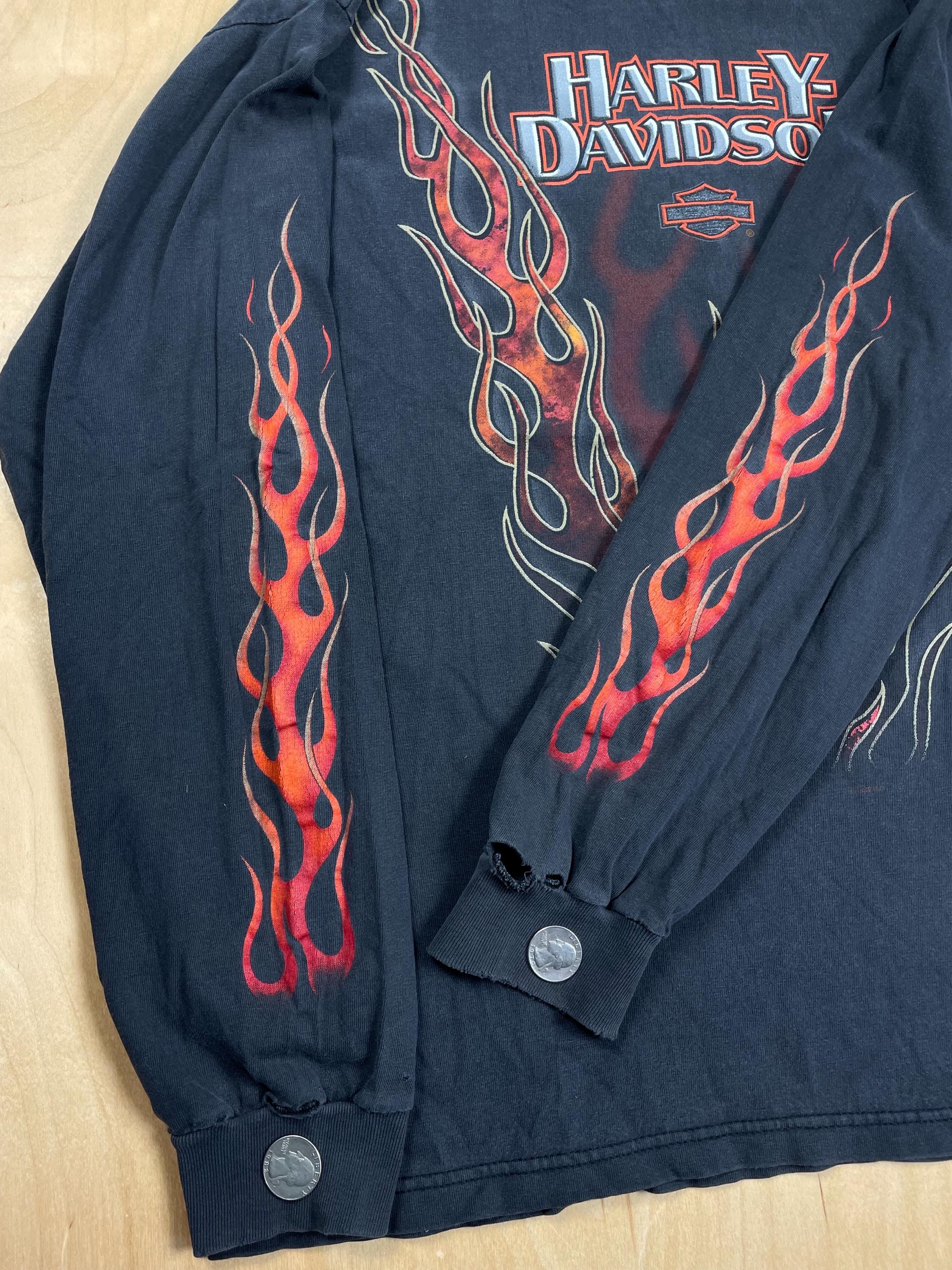 Harley Davidson V Flames Shirt 1999 Long Sleeve Rare Made in the