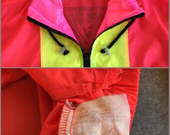 OCEAN PACIFIC Jacket 80s Vintage/ OP Windbreaker Neon Pink Orange