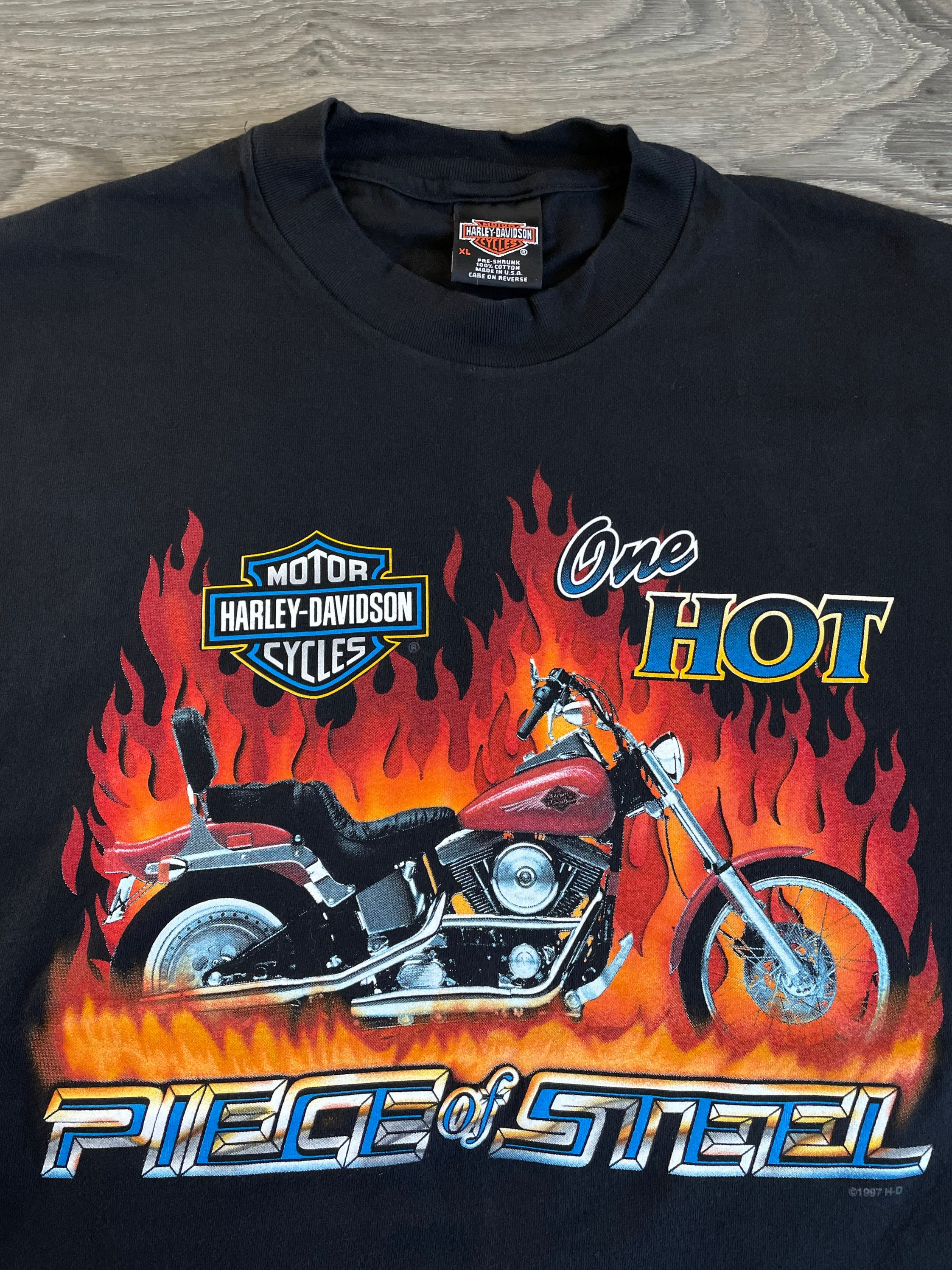 Harley Davidson Shirt 1997 Vintage Fire Flames Deadstock Harley Davidson Shirt 1997 Vintage Fire Flames Deadstock