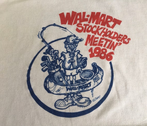 Walmart camisa 1986 Vintage Accionistas Meeting camiseta tienda de comestibles diversion RARE Medio EE.UU. Etsy Espana