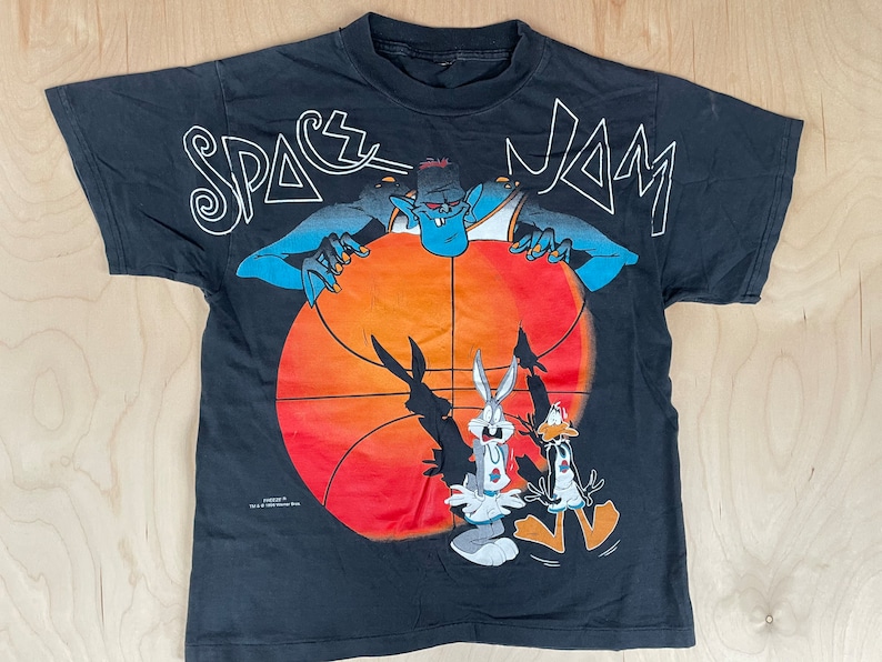 Space Jam Shirt 1996 Vintage 90's Michael Jordan Warner Bros. Freeze Basketball Bugs Bunny Daffy Monster Size Small image 1