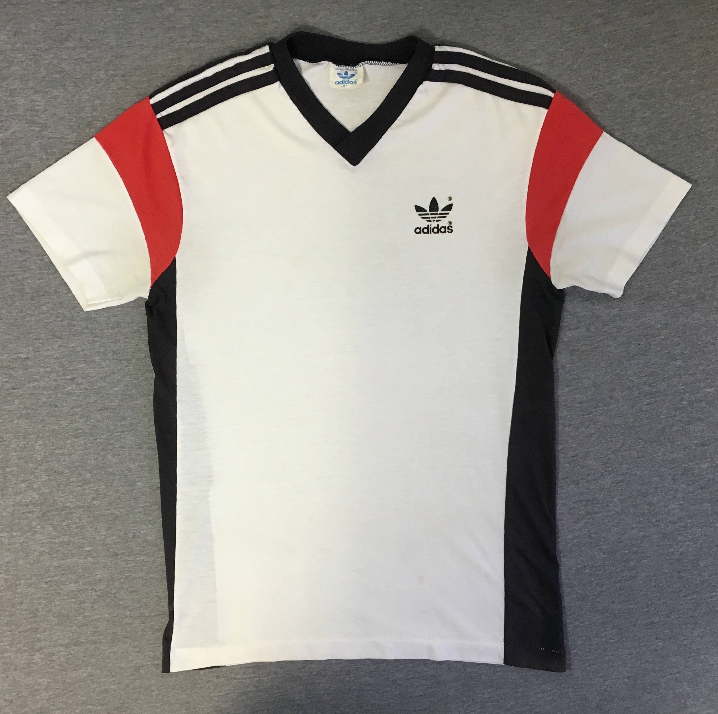 ADIDAS Jersey Shirt Vintage 80's / TREFOIL Classic Striped ADIDAS Jersey Shirt Vintage 80's / TREFOIL Classic Striped
