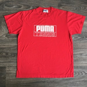 PUMA Tennis Shirt 80s Vintage Super Soft! Red Made in West Germany Size Medium