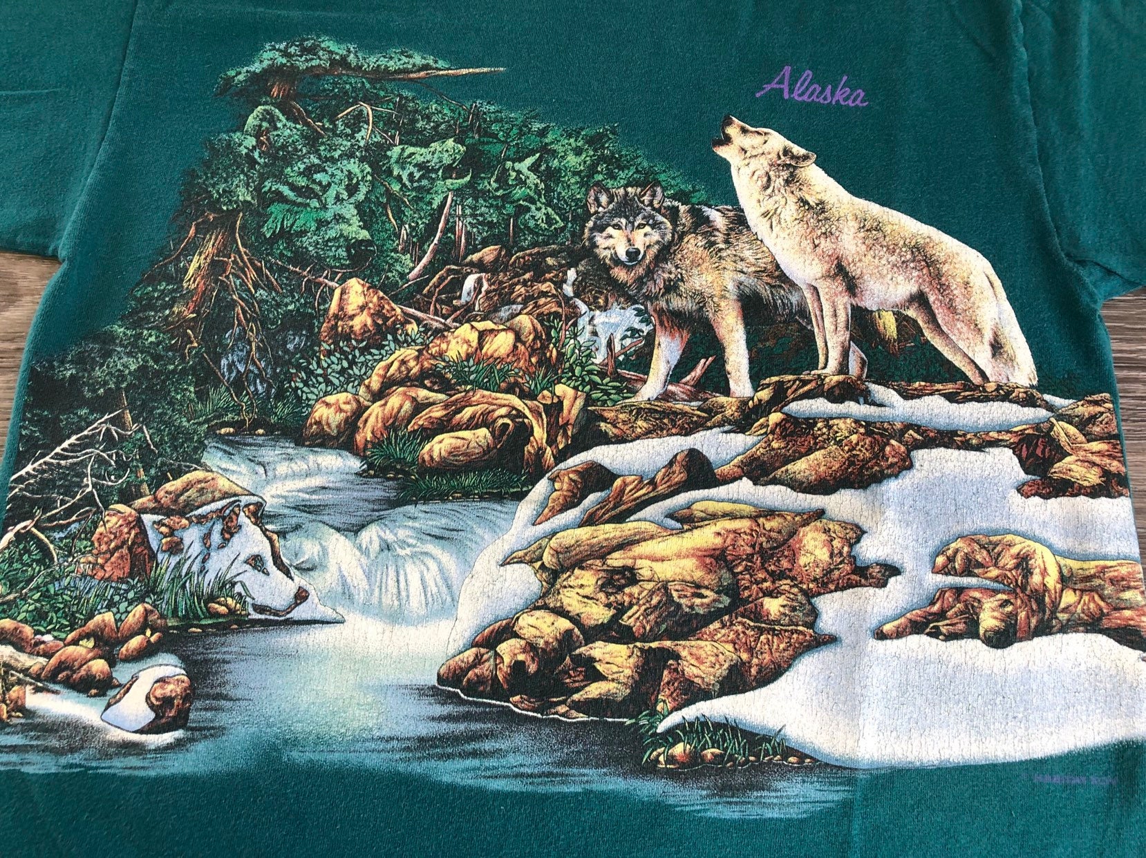 WOLF Shirt Vintage 90s Alaska Hidden Wolves All Over Animal - Etsy