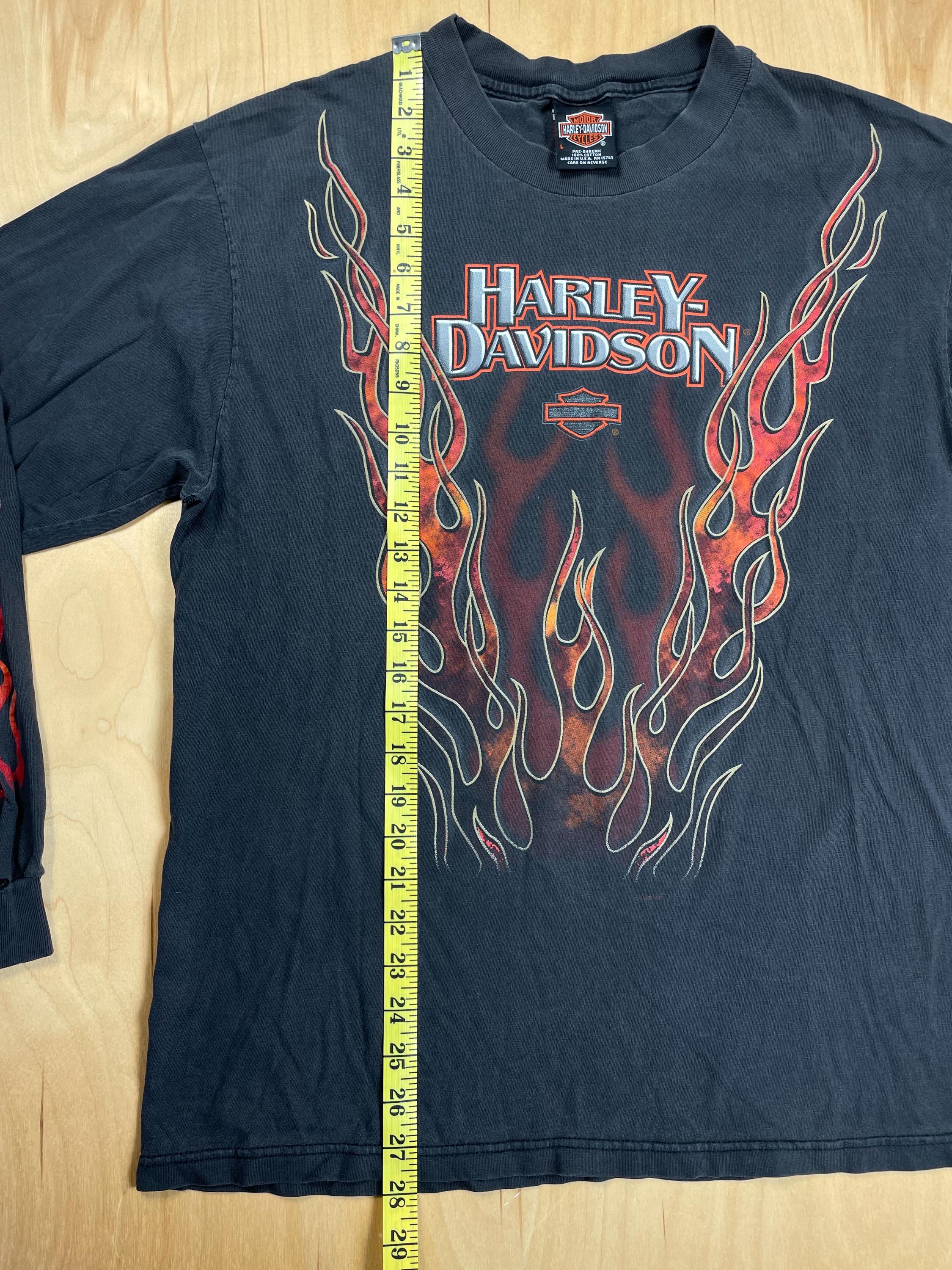 Harley Davidson V Flames Shirt 1999 Long Sleeve Rare Made in the