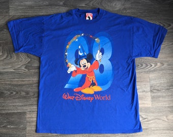 MICKEY MOUSE Shirt 1998 Vintage wizard Hat Disney World Classic Cotton T-shirt UsA XL