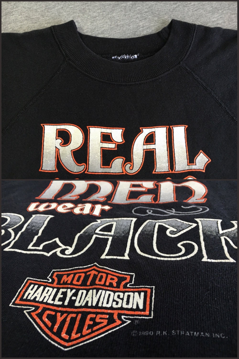 90s HARLEY DAVIDSON ブラックパンサー　スウェット ハーレーダビッドソン 3D エンブレム シャツ ブラックパンサー