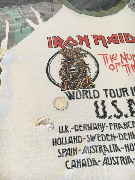 IRON MAIDEN Shirt Tour 1982 Camouflage Vintage ORIGINAL 80