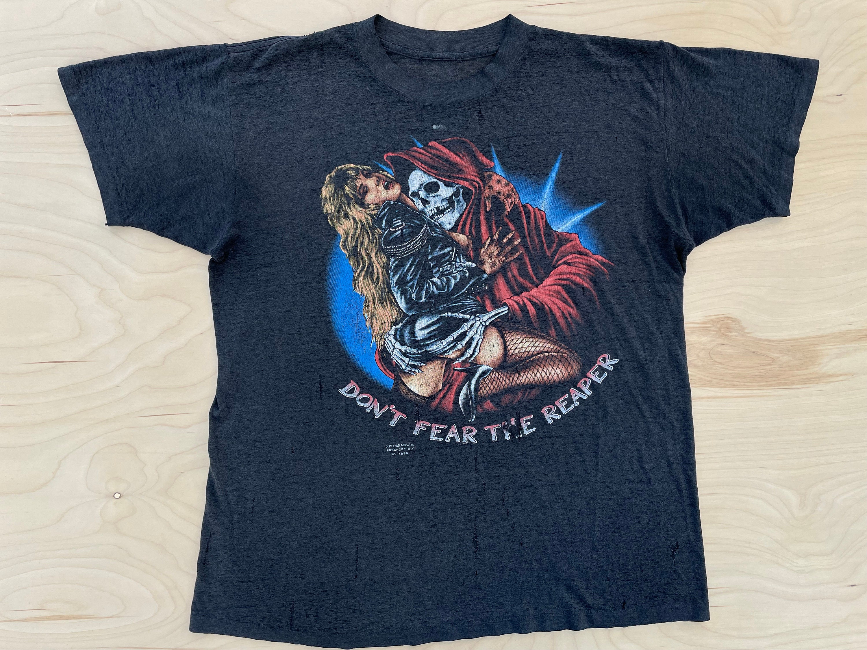 3D Emblem Shirt Just Brass Fort Worth dont Fear the Reaper Soft and Thin  Sexy Harley Biker Vibes Size Large 