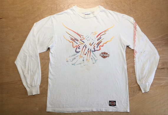 トップス HARLEY DAVIDSON / 90's USA long sleeves Harley-davidson Shirt 90's Vintage Long Sleeve Rainbow Eagle