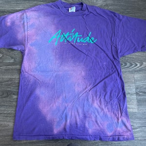 Attitude Shirt 90s Vintage One-of-a-kind Custom Tie-dye Bleach Wash Tshirt Purple Sassy & Soft! Single Stitch USA Made XL