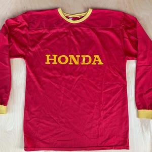 Honda Motocross Racing Jersey Vintage 70s Red and Gold Mesh Motorcycle BMX Shirt Size XL