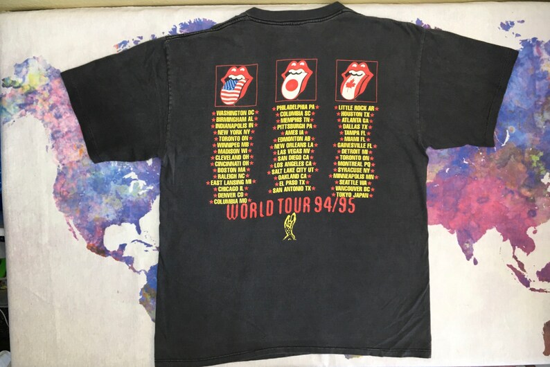 Rolling Stones Shirt 1994 Vintage Single Stitch Sleeve Voodoo Lounge Tour Tshirt Brockum Mega Print Keith Richards Mick Jagger Tee UsA XL