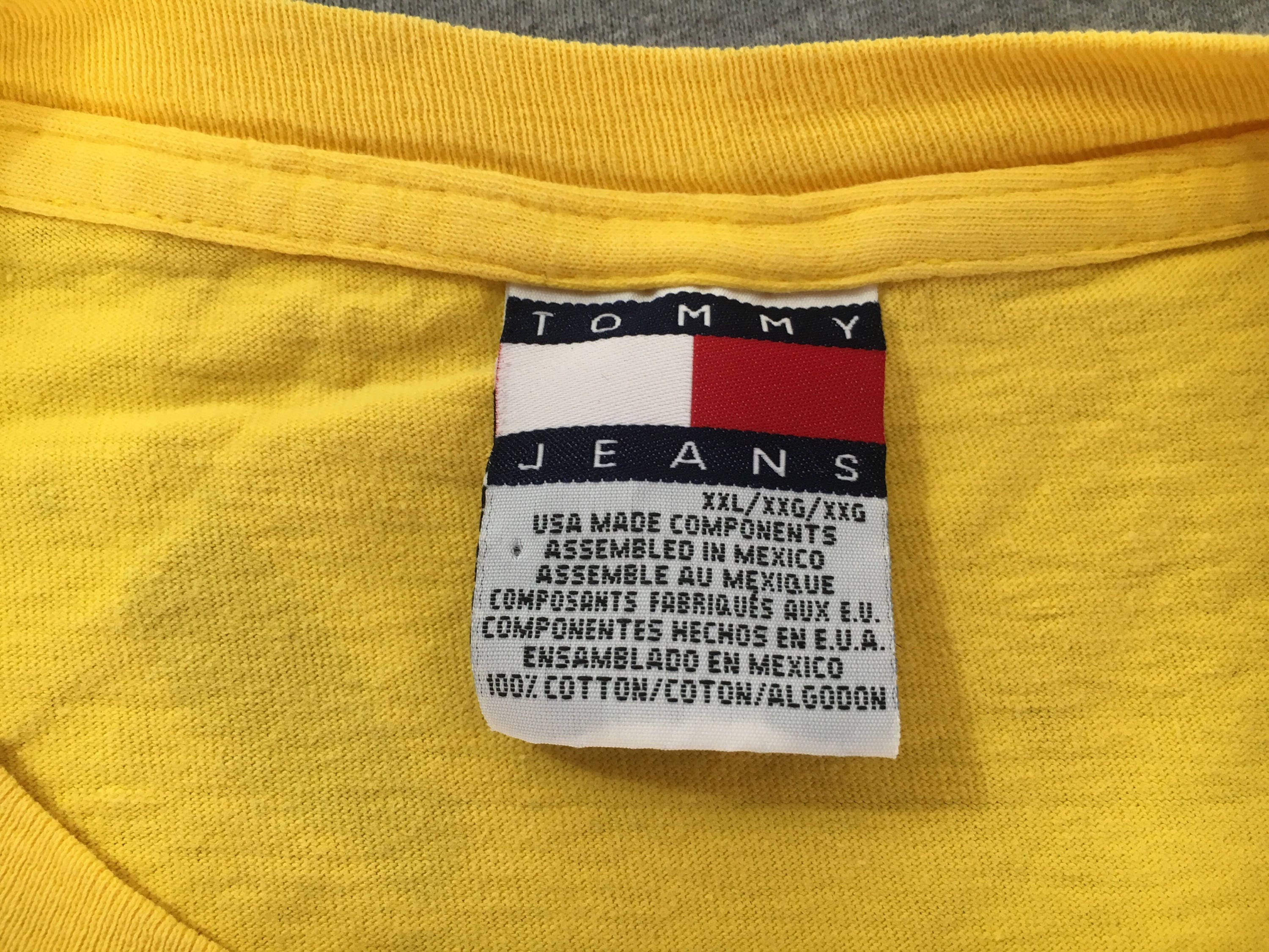 TOMMY HILFIGER Shirt 90's Vintage/ Classic Logo Yellow | Etsy