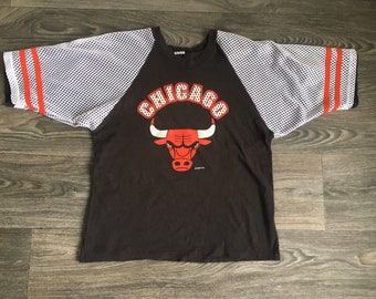 Chicago Bulls Shirt 80s 90s Vintage Mesh Sleeve Jersey Top UNIQUE! NbA Basketball Size Sm/Med