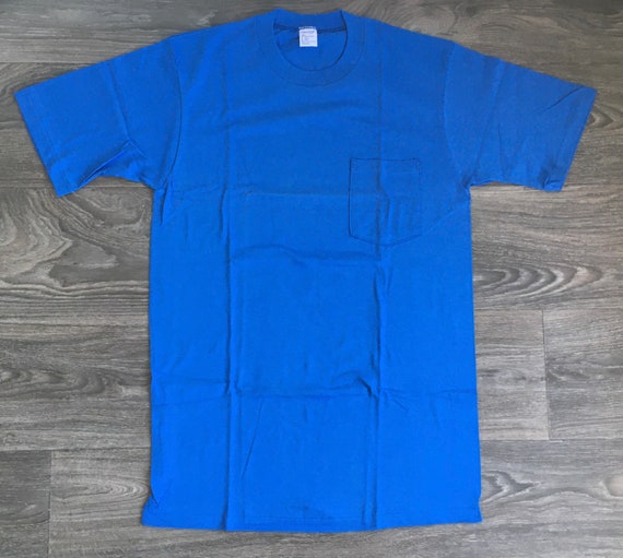Vintage Blank Tee 60s 70s Basic Dock Shirt JC Penneys Plain Blue
