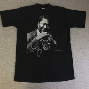 BB KING Shirt 1993 Vintage/ 90s Blues Legend Music Guitar R&B Tshirt/ UsA Made Medium Black Excellent Condition!