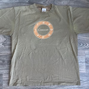 Coexist Shirt vintage Y2k single stitch human peace anti war bumper sticker tee religions Muslim Christian Jewish Buddhism Size XLarge