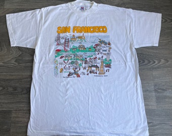San Francisco Shirt 90s Vintage Tourist Souvenir City Attractions Tshirt Single Stitch Usa Made XL