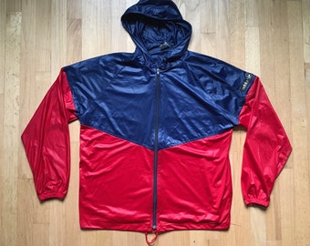 ADIDAS WINDBREAKER Jacket 80's Vintage Hooded Trefoil Warm Up Track Full Zip Color Block USA Size L