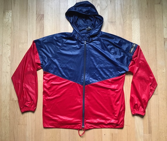 ADIDAS WINDBREAKER Jacket 80's Vintage Hooded Trefoil… - Gem