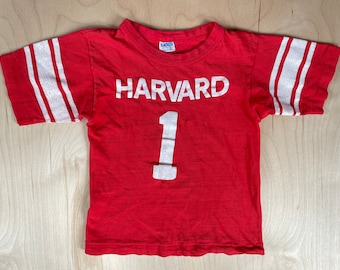 Harvard Baby Champion Blue Bar Football jersey shirt vintage 70s cotton red #1 Infant toddler size 10-12 months
