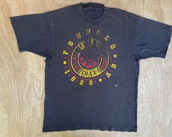 Wax Trax Records shirt 90s vintage distressed Chicago punk new wave industrial band tee Size XL