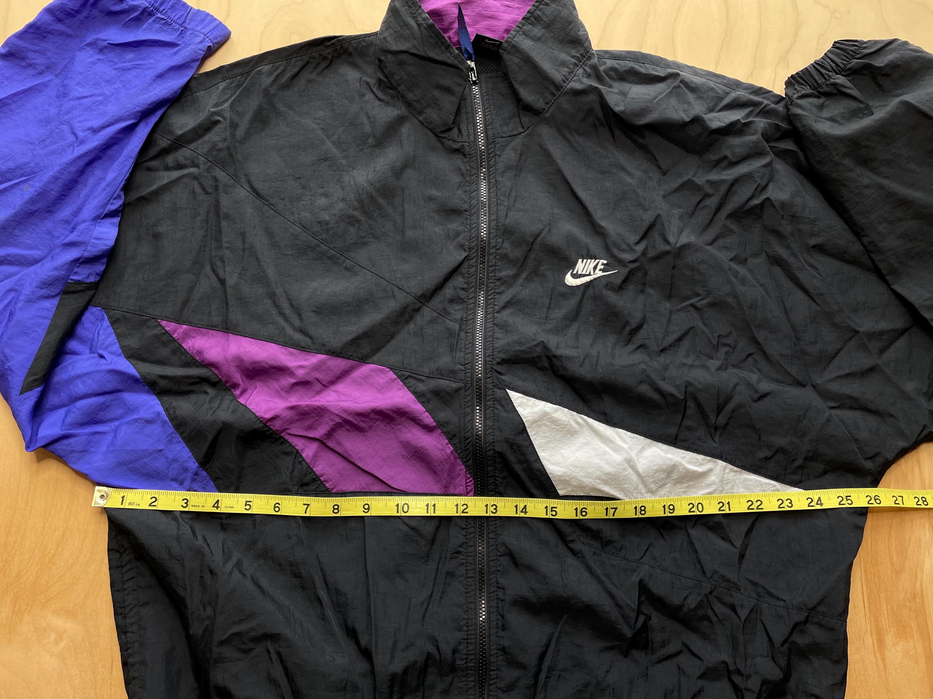 Nike Track Jacket 90s Vintage Color Block Black Purple Blue