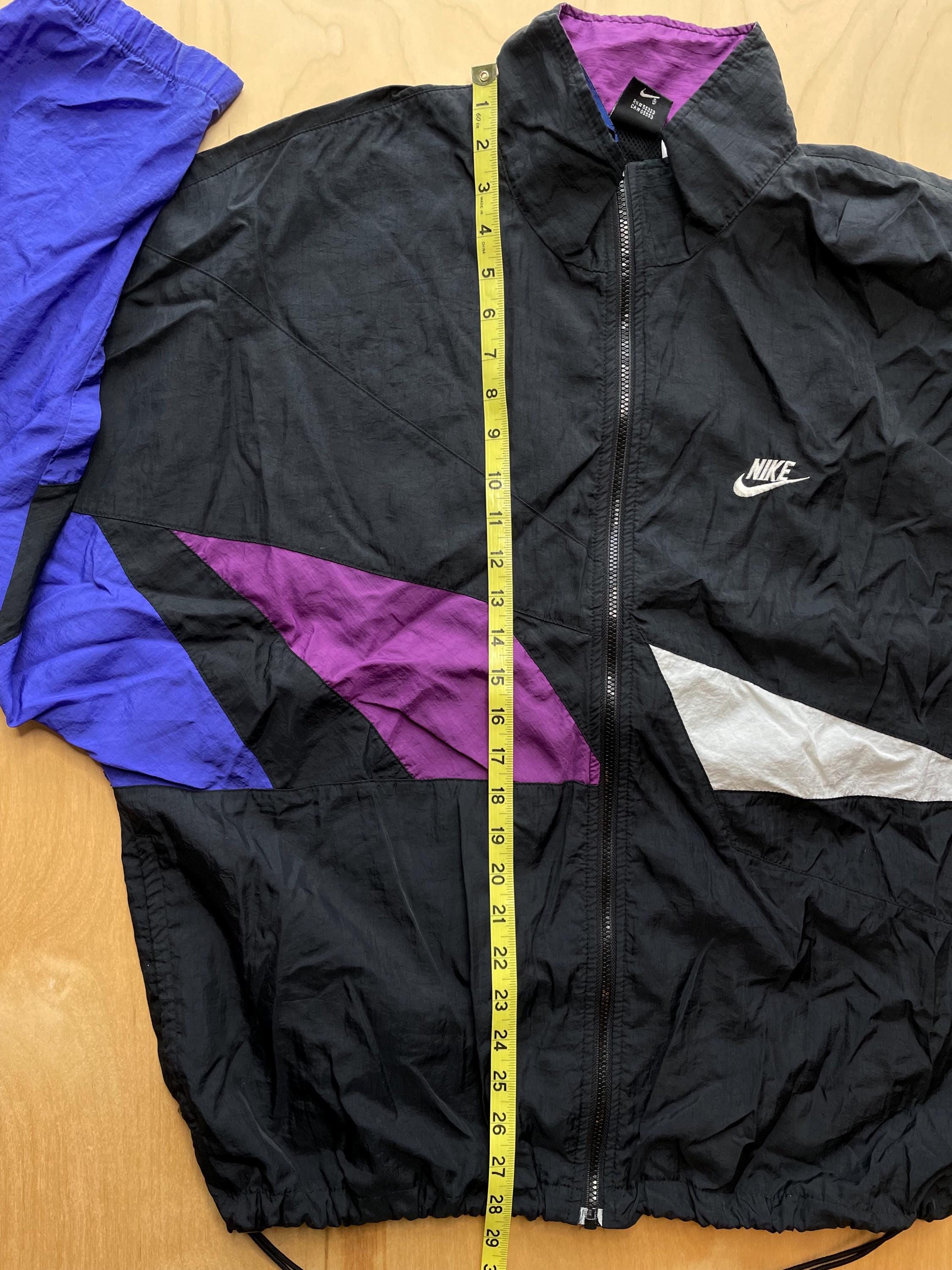 Nike Track Jacket 90s Vintage Color Block Black Purple Blue