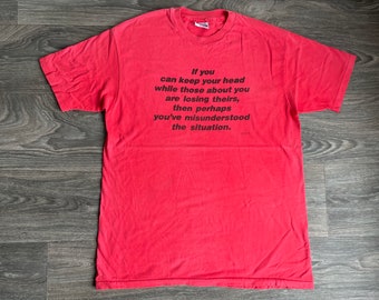 Vintage Tshirt Funny Quote Panic Losing Your Mind Misunderstanding USA Single Stitch Soft! Hanes Large