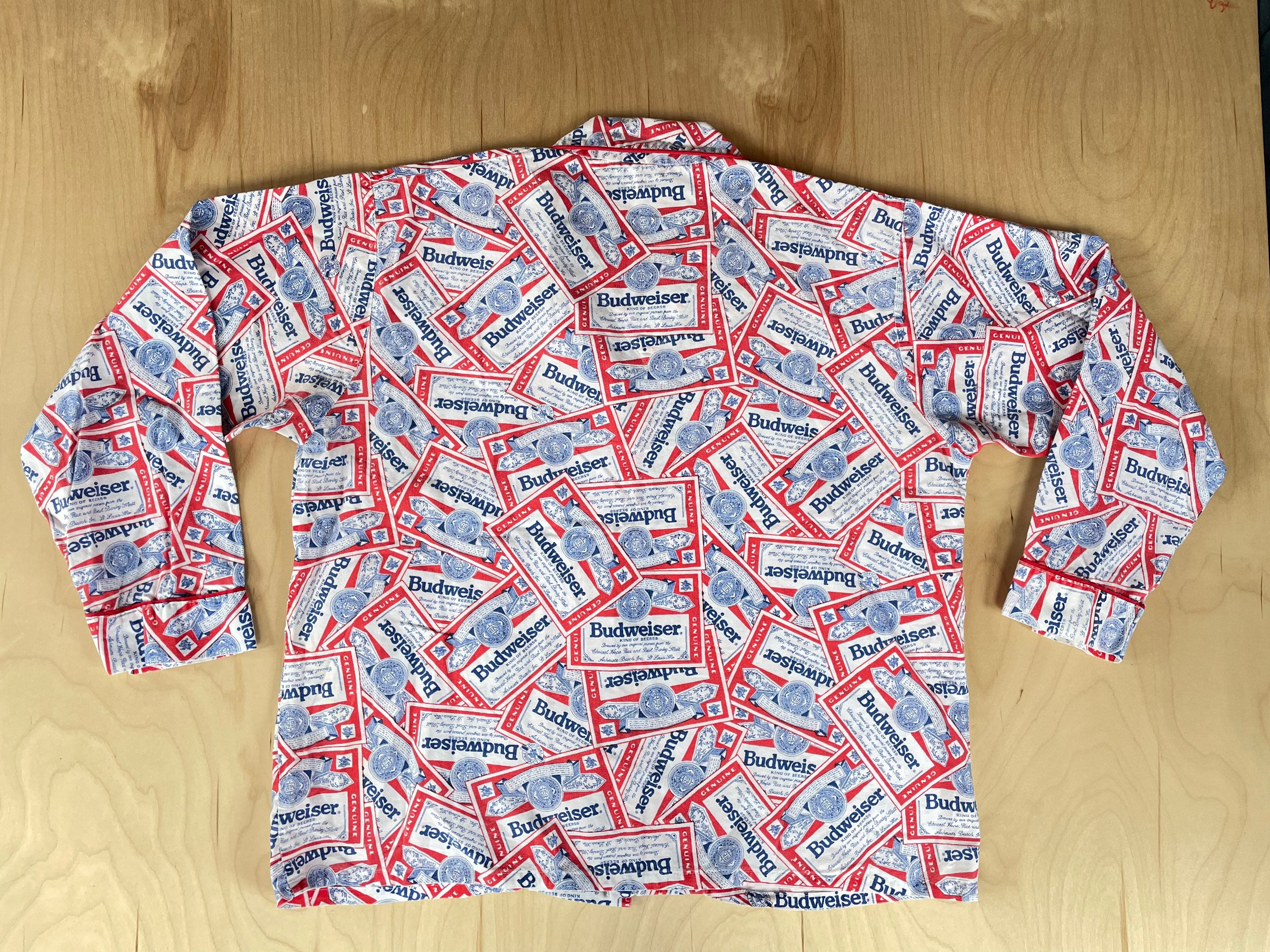 Budweiser Shirt 70s Vintage Rare All Over Print AOP Labels