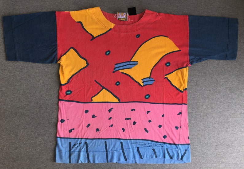 PETER MAX Shirt 1988 Vintage 80/'s NEOMAX Untitled Abstract V  Pop Art Tshirt All Over Print Bold Bright Colorful Size Medium