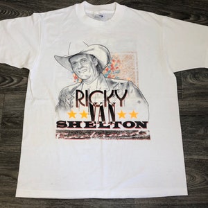 Ricky Van Shelton Shirt Vintage 1991 90s Country Shirt Single Stitch Rap Tee Back Roads Tour 50/50 Size Large