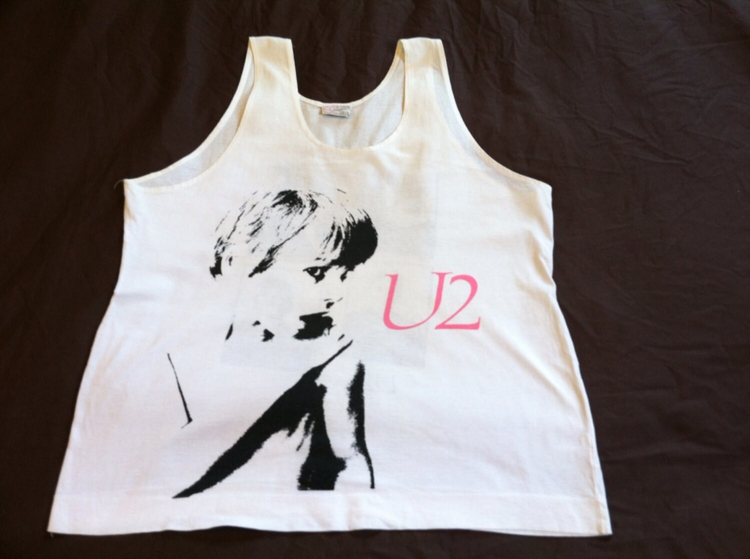 U2 Shirt BOY Tank Top 1980 Exceptionally Rare/ Original Vintage Promo Neon Pink Top/ Swan Brand Uk Bono "I Will Follow" Tank