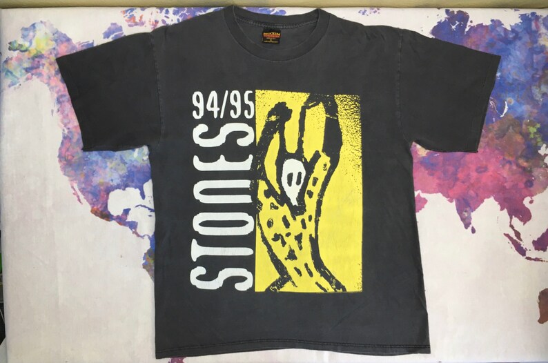 Rolling Stones Shirt 1994 Vintage Single Stitch Sleeve Voodoo Lounge Tour Tshirt Brockum Mega Print Keith Richards Mick Jagger Tee UsA XL