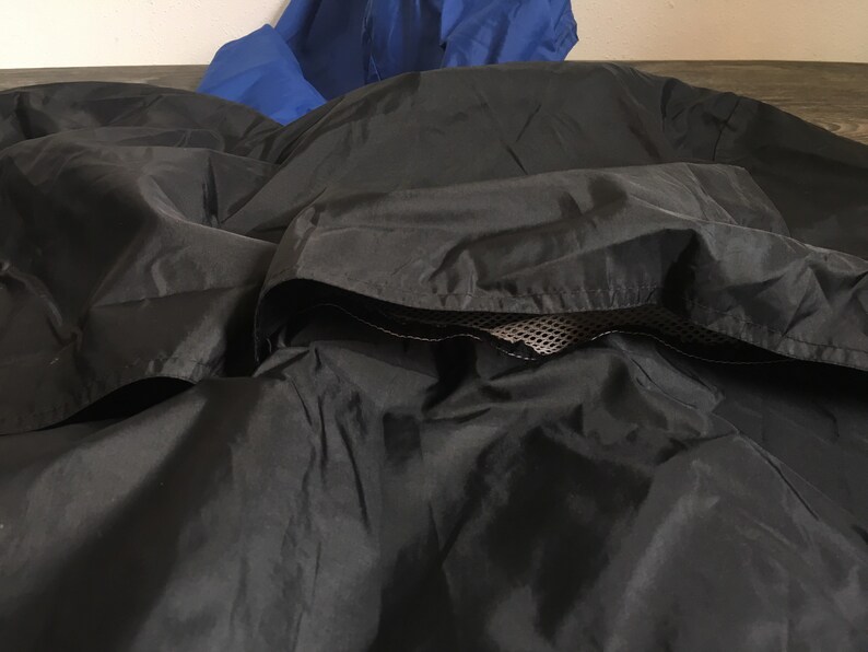 Puma Windbreaker Vintage Hooded Quarter Zip Jacket Black Blue Nylon Rare Running Workout Street Style Fashion Coat Large image 7