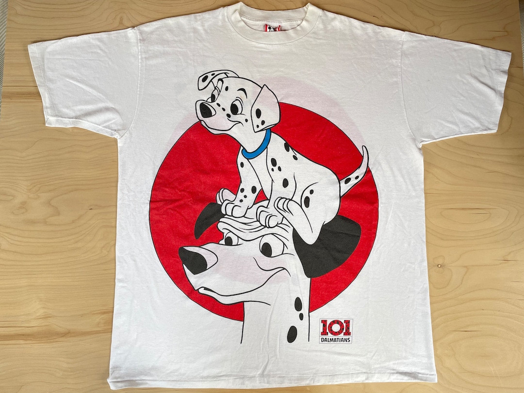 トップス DISNEY VINTAGE 101 DOGS BIG PRINT XL 101 Dalmations Shirt 90's Vintage Disney Movie AOP All Over Print
