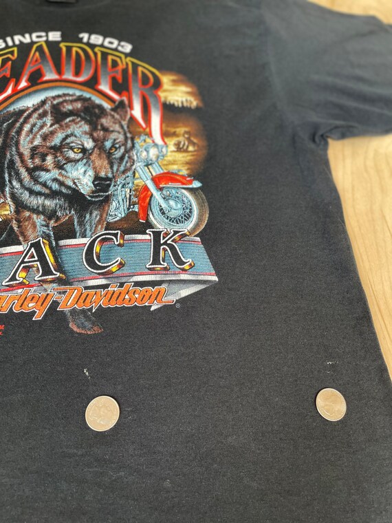 Harley Davidson 3D Emblem Shirt 1990 Vintage Wolf Leader of the