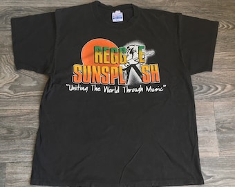 REGGAE SUNSPLASH Shirt 1991 World Peace Tour 90s Vintage Tshirt Black Tee Rasta Music Festival Rock Ska UsA Made XL