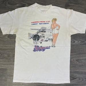 Arizona Wing CAF Ghost Squadron Sentimental Journey Shirt 80s Vintage Pinup Girl Airplane Air Force Tshirt USA Small