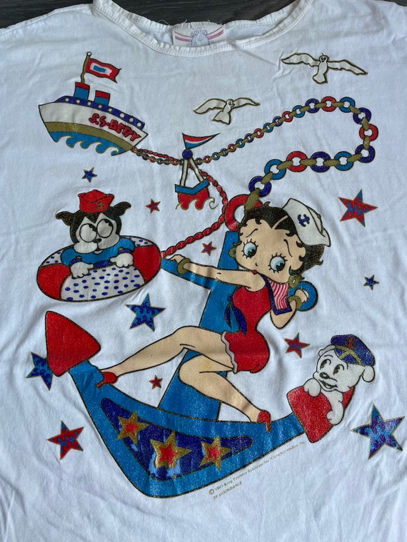 BETTY BOOP Tshirt 90s Vintage Sailor Girl Night G… - image 6