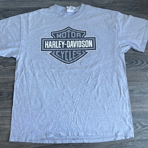 Harley Davidson Shirt vintage 90&#39;s motorcycle print Classic Logo Zylstra Iowa 2 sided bike tee Gray USA Made Size XL